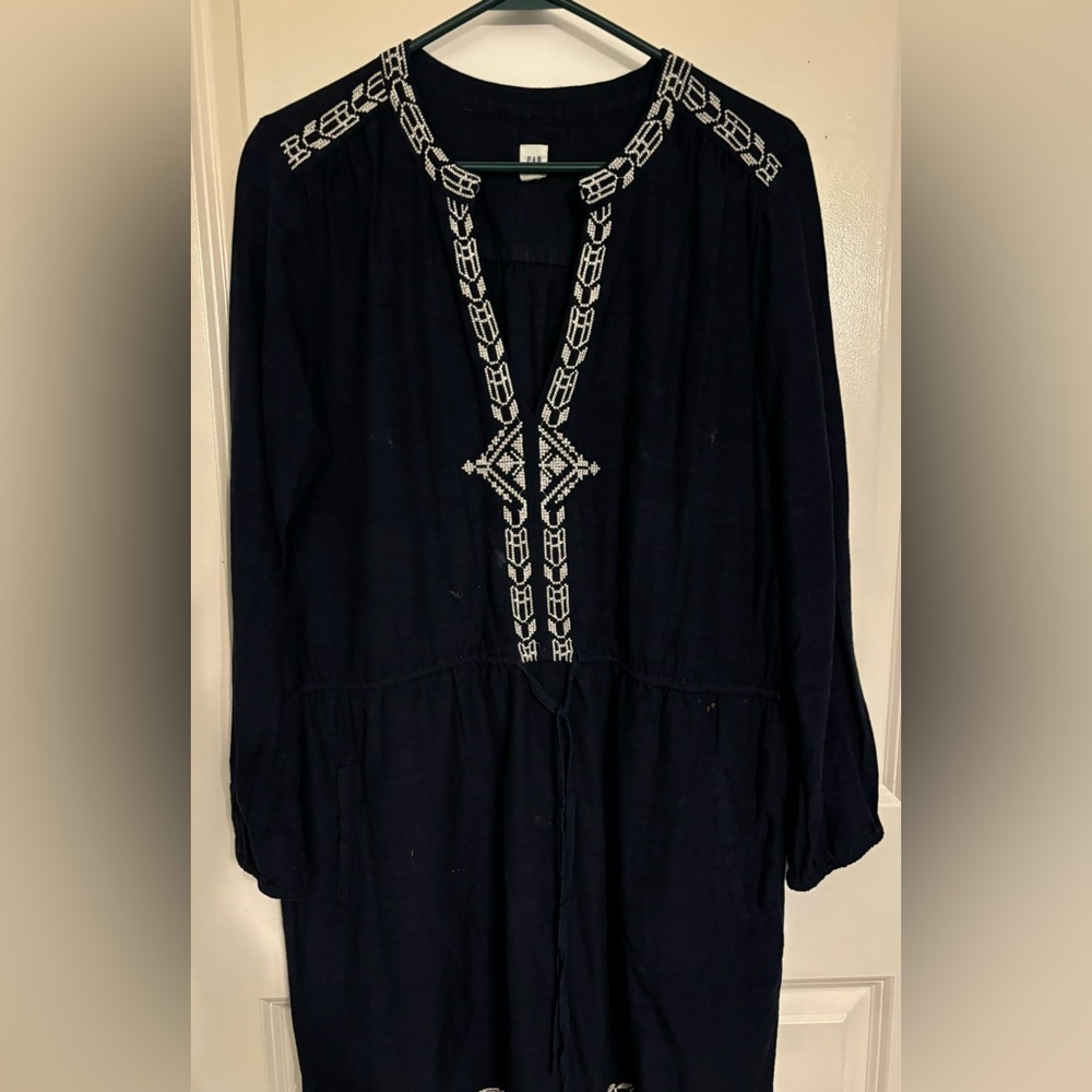 Navy Embroidered Women's Top